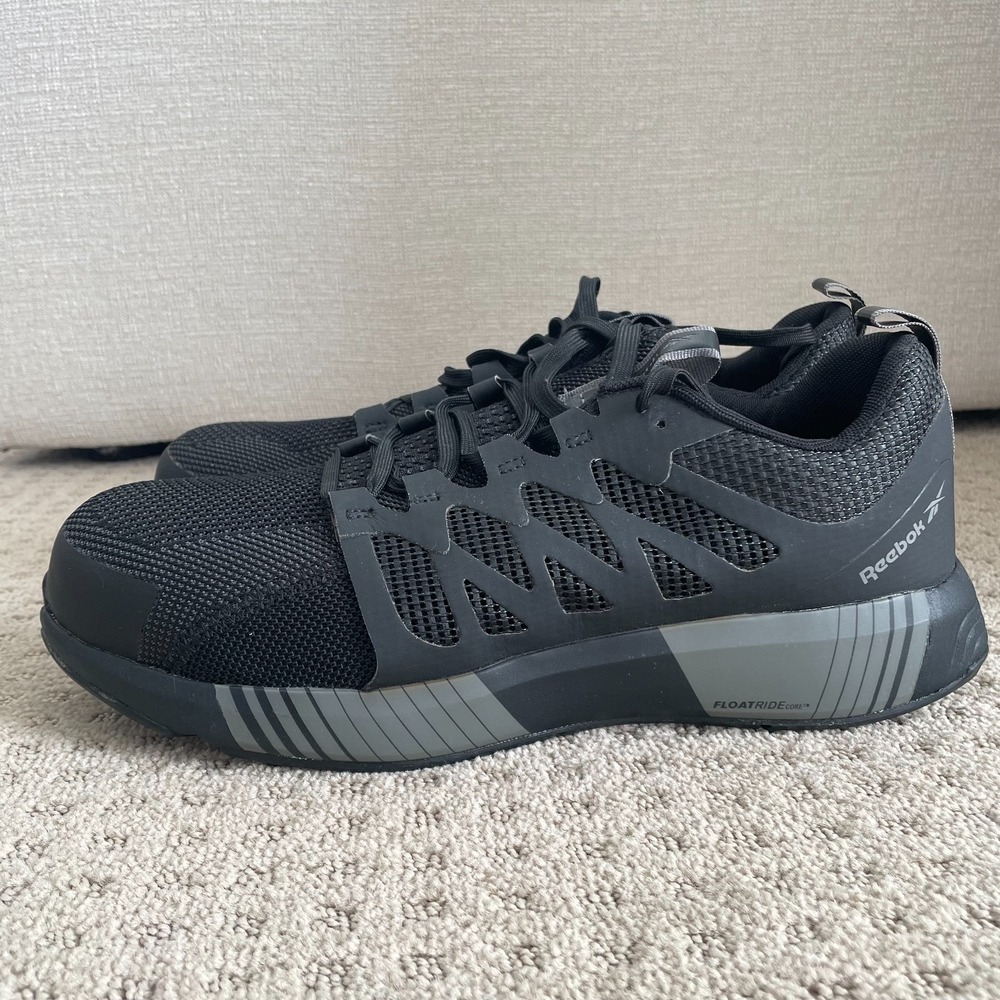 Reebok Fusion Flexweave Work Shoe Mens 10.5M Composite Toe Black Gray RB4310 NEW